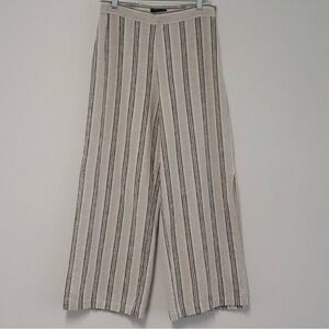For Cynthia Wide Leg Cotton & Linen Blend Pants With Side Slits, Size M